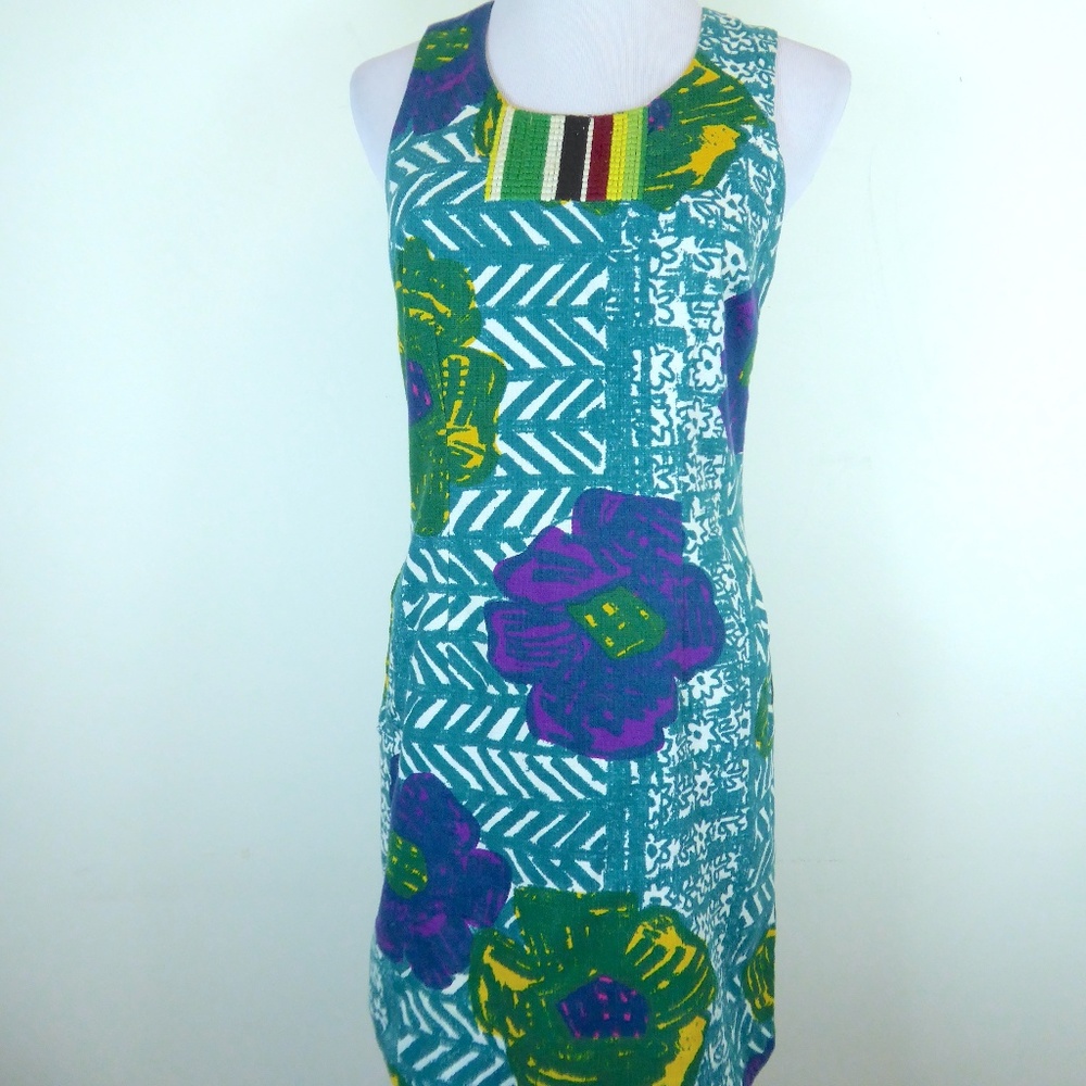 Vanessa Virginia Dresses | Vanessa Virginia Anthropologie Blue Green Multicolor Floral Sleeveless Dress 2 | Color: Blue/Green | Size: 2 |